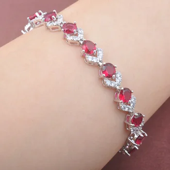 

New Fashion Red Zirconia Silver Color For Women Engagement Bracelet OS0250