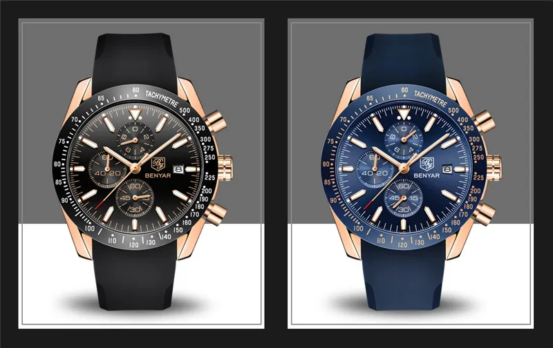 BENYAR часы для мужчин лучший бренд класса люкс Хронограф Наручные часы модные синие водонепроницаемые военные спортивные мужские часы Relogio Masculino