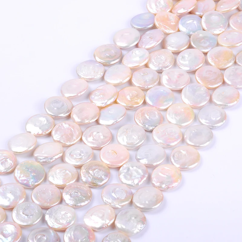 

1pack/lot 20mm AA quality white flat round Nuclear Natural freshwater Pearl Loose Beads DIY for Jewelry bracelet necklace