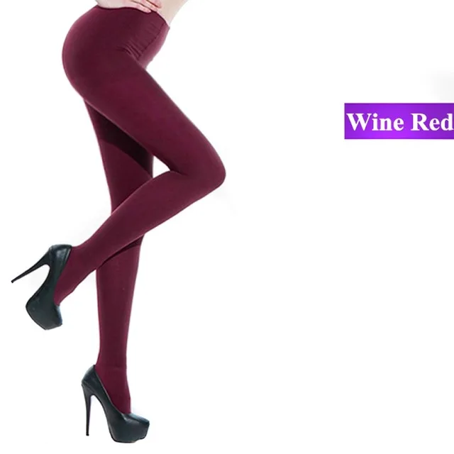 Стильные повседневные Теплые Зимние Женские легинсы, сексуальные 120D плотные тонкие Женские легинсы, женские одноцветные штаны, бесшовные леггинсы - Цвет: Wine Red