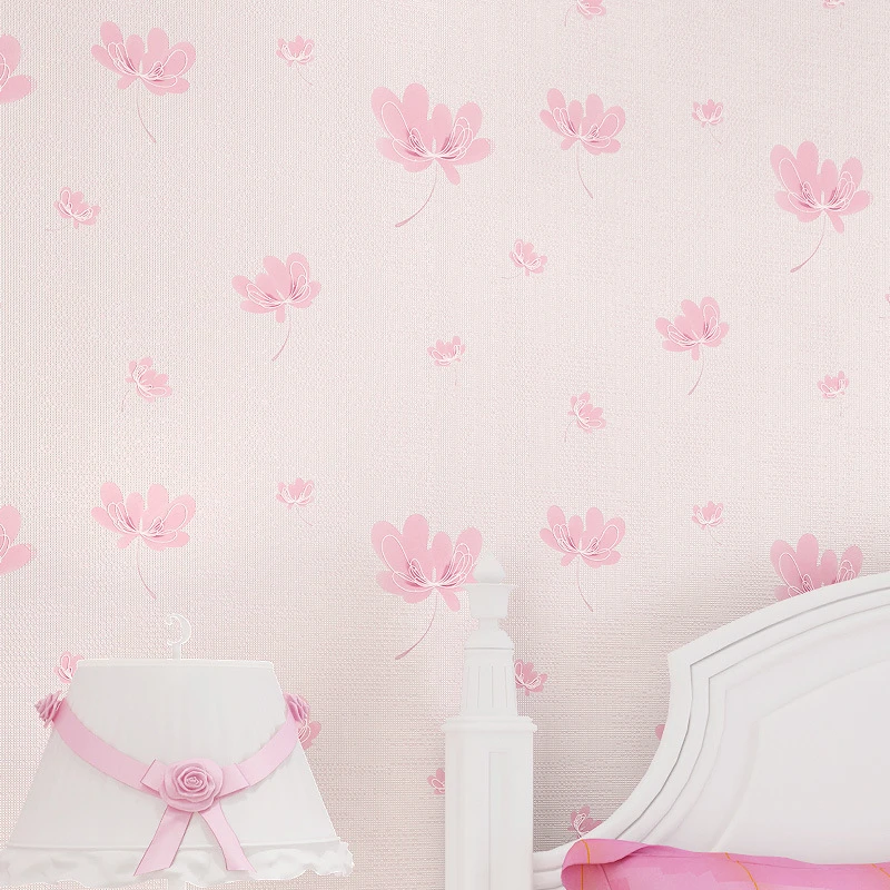 中国ロマンチック花壁紙ピンクの花ピンクフラワーベッドルーム壁紙女の子ルームピンク壁紙3dエンボス壁紙 Aliexpress