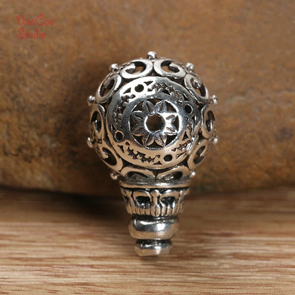 

10mm Sterling Silver Guru Bead Chinese Knot Tiny Charms Mala Japa Beads Bracelet Jewellry Findings DIY Accessories