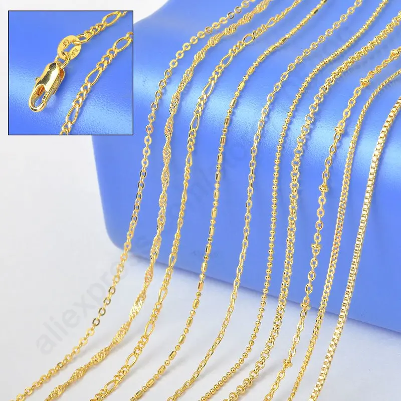 

Hot Sample Order 18" Mix 10 Kinds Solid Yellow Gold Filled Venice Figaro Rolo Curb Necklace Chains -GF 1.2-2MM