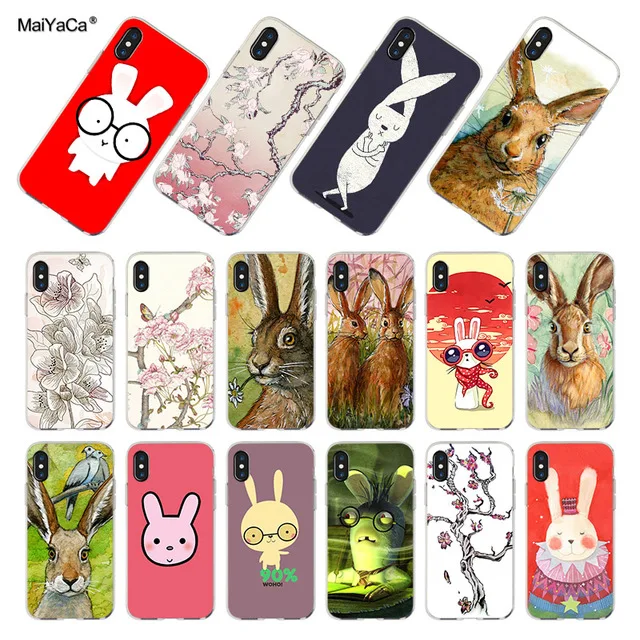 Чехлы для телефонов MaiYaCa Bunny Blossom rabbit on the tree Peach iPhone 4S SE 5C 5S 6 6S 7 8 Plus X XR XS MAX | Мобильные