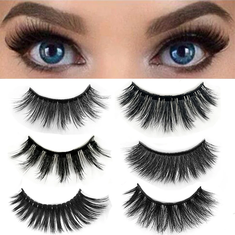 

1pair Natural False Eyelashes Fake Lashes Long Makeup 3D Lashes Extension Handmade Full Strip Thick False Eyelashes for Beauty