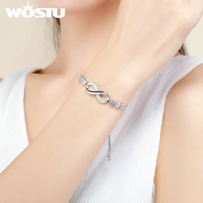 Лидер продаж Модный женский браслет WOSTU с бесконечной любовью цвет белое золото