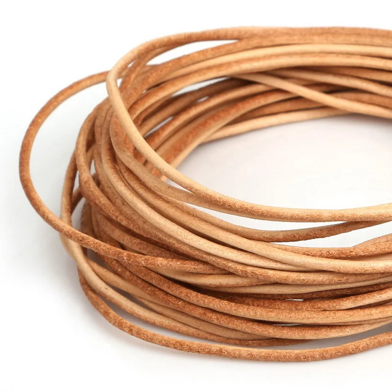 Продукт диаметром 1,5 мм круглой формы 14 цветов на выбор веревка из натуральной кожи шнур для DIY изготовления ожерелья - Цвет: natural