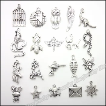 

Mix 200pcs Vintage Charms many styles Pendant Tibetan silver Zinc Alloy Fit Bracelet Necklace DIY Metal Jewelry Findings