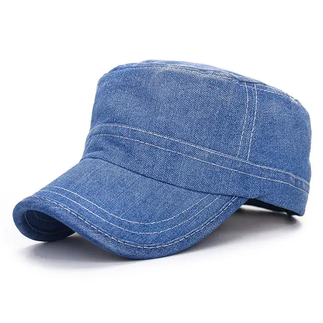 CLIMATE Men Denim Hat Men Dad Army Caps Flat Top Military Caps Hat Men
