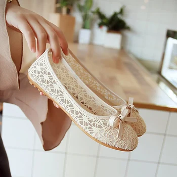 

Women Ballet Shoes Flats Cut Out Leather Breathbale Moccains Women Boat Shoes Ballerina Ladies Shoes