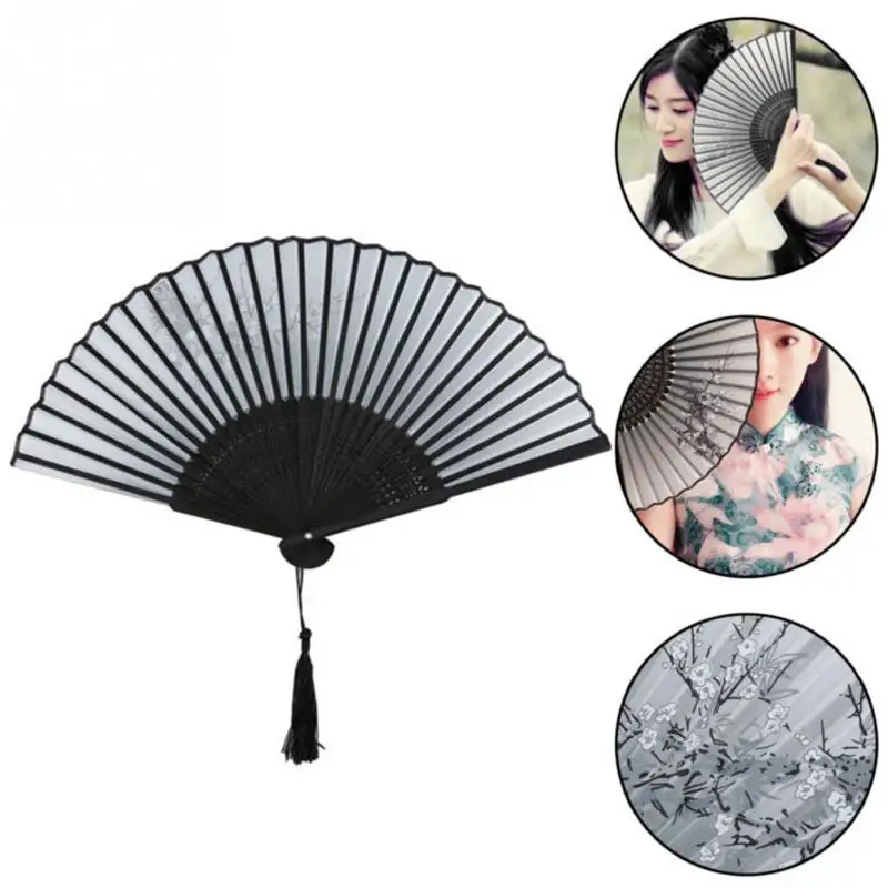 1PC Practical Folding Hand Held Fan Colorful Beautiful Handmade Silk Chinesein Decorative Fans