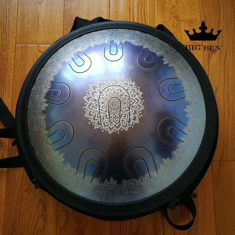 Handmade performance hank drum HandPan 14 inches double tone tongue hang drum manual hang