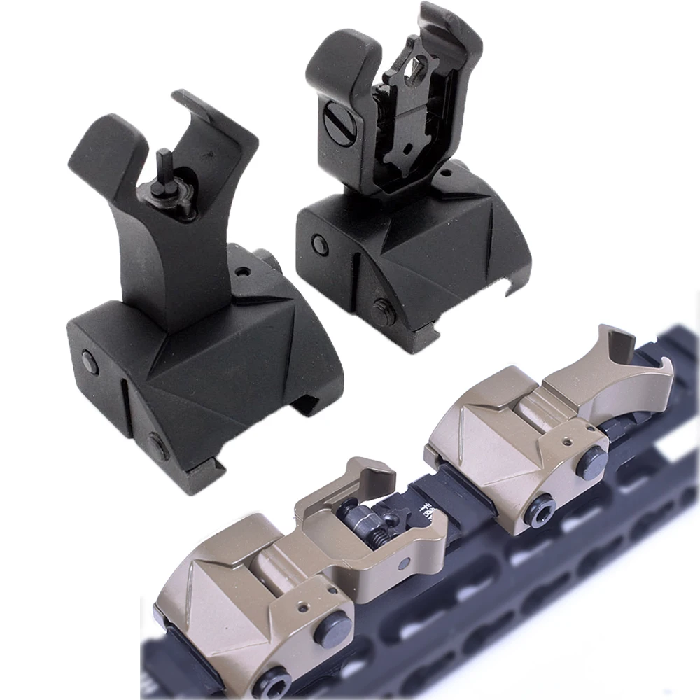 

Tactical AR15 Folding Flip up Front Rear Sight Iron Sight Set Dual Diamond Shape BUIS for 20mm Rail Handguard Mount Hunting caza