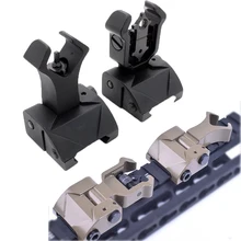 Tactical AR15 Folding Flip up Front Rear Sight Iron Sight Set Dual Diamond Shape BUIS for 20mm Rail Handguard Mount Hunting caza