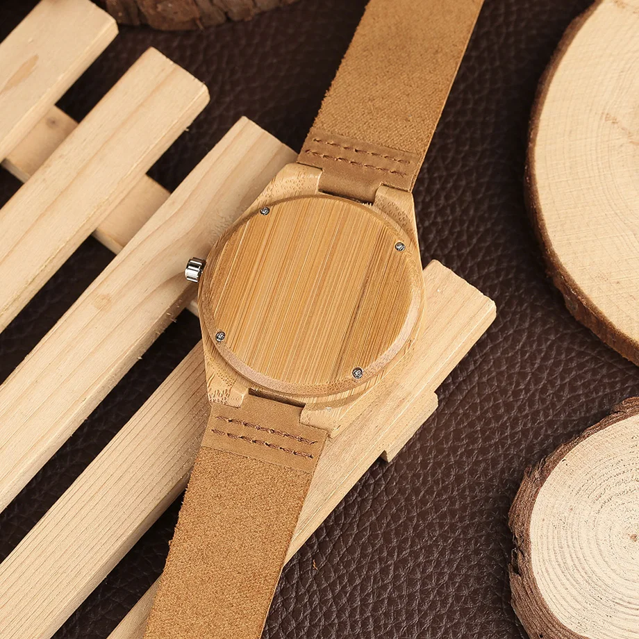 Men's Creative Watches Natural Hanmade Flying Eagle Running Horse Unique Wooden Bamboo Watch Male Genuine Leathe Pin Buckle      (12)