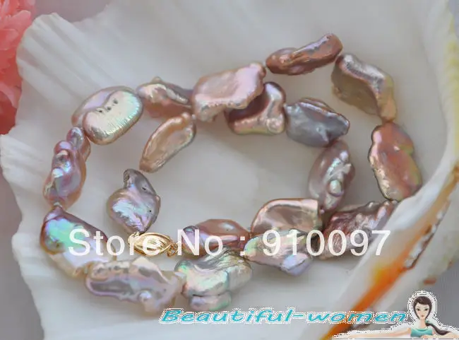 

>>>16.5" 20mm lavender multicolour baroque KESHI REBORN PEARL NECKLACE