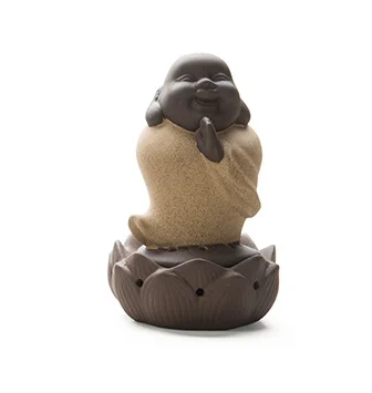 Креативный подарок домашний Декор маленький монах керамическая курильница Исин обратного потока аромапалочки горелка с Буддой фиолетовая глиняная посуда база чай ПЭТ - Цвет: Y Maitreya