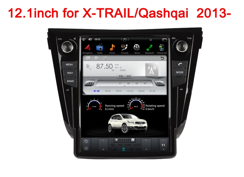 Perfect 12.1 inch big touch screen android 7.1 tesla style car dvd radio player for NISSAN X-TRAIL Qashqai 2013-2016 with gps wifi 5