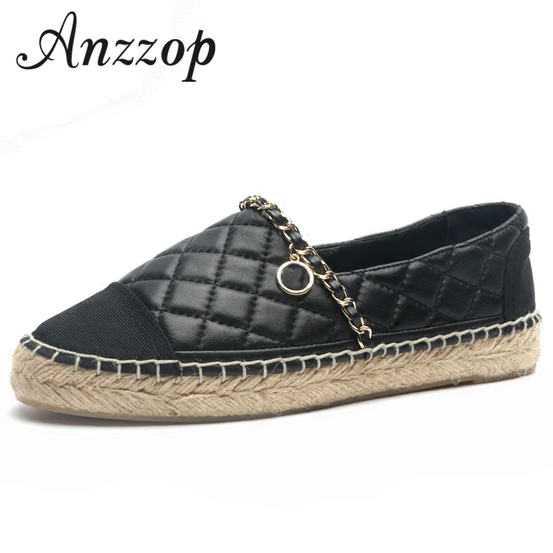 

Women's shoes fashion 2019 new luxury leather comfortable seasons soft bottom chain high quality breathable large size 35-41