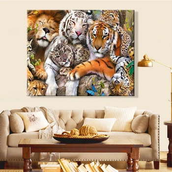 

paint by number art painting by numbers Animal Tiger Leopard Realism Bedroom decorative hanging painting Handmade Customized