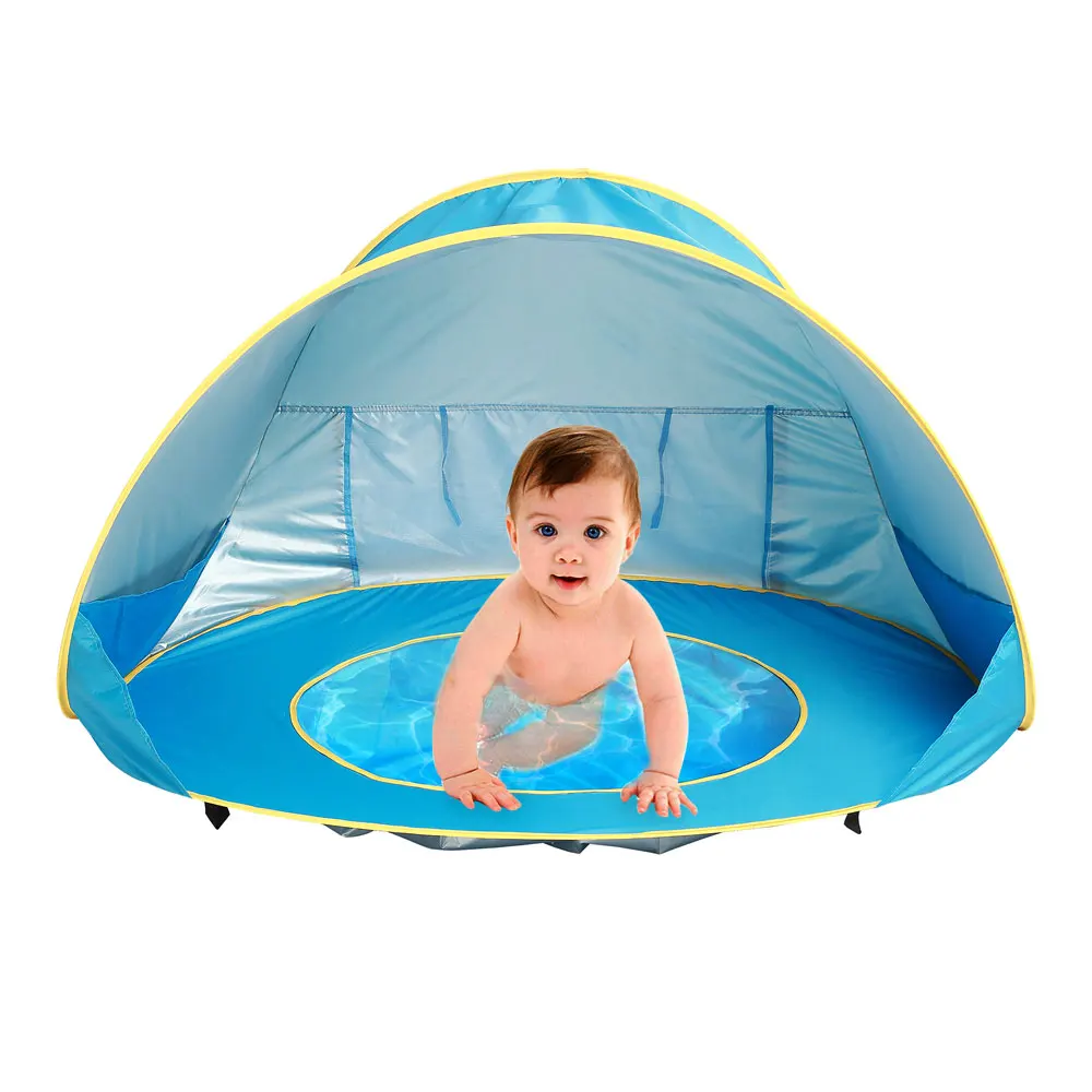 

UV-Protecting Baby Beach Tent Blue Sun Shelter with a Pool Waterproof Pop up Awning Tent Kid Outdoor Camping Sunshade