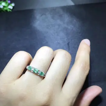 

New Jewelry Qi Xuan_Fashion Jewelry_Colombia Green Stone Simple Rings_S925 Solid Silver Woman Rings_Factory Directly Sales