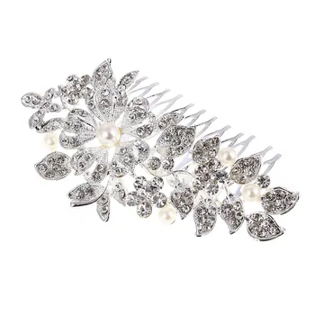 

Wedding Women Elegant Crystal Rhinestone Crystal Flower Hair Comb Pin Clip Women Hair Accessory