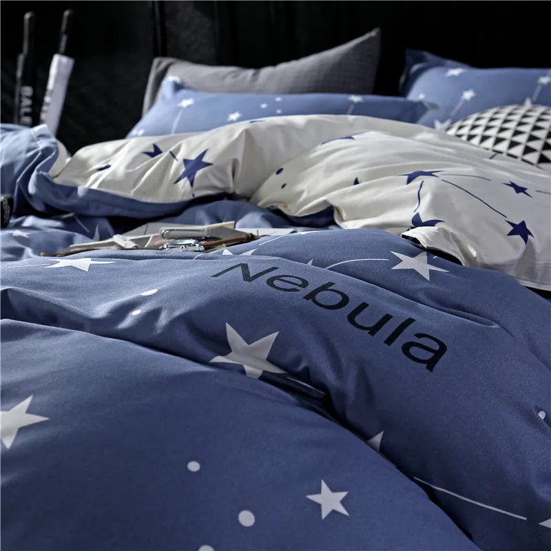 Сишер домашний текстиль синий постельные принадлежности звезда одеяла покрывало набор печатных наволочки и пододеяльники один двойной queen King