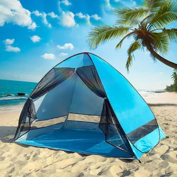 Anti-mosquito beach shade tent with gauze UV protection Automatically camping outdoor portable beach tent with mesh curtain 1