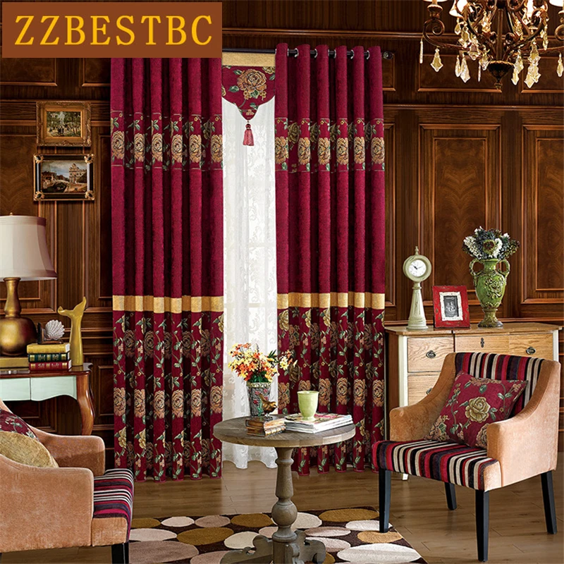 European top luxury jacquard shade font b curtains b font for Living Room Original splicing luxury