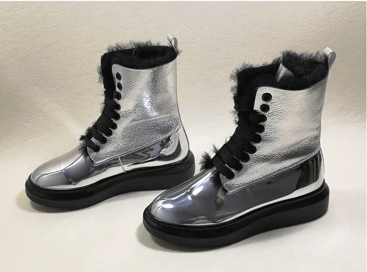 De Zapatos as Botas Pic Las Mujeres Botines Cuero Pic Redonda Nieve Tobillo Plataforma As Cortos Marca Cálida Punta Encaje Invierno Mujer HXFqg6Fwn