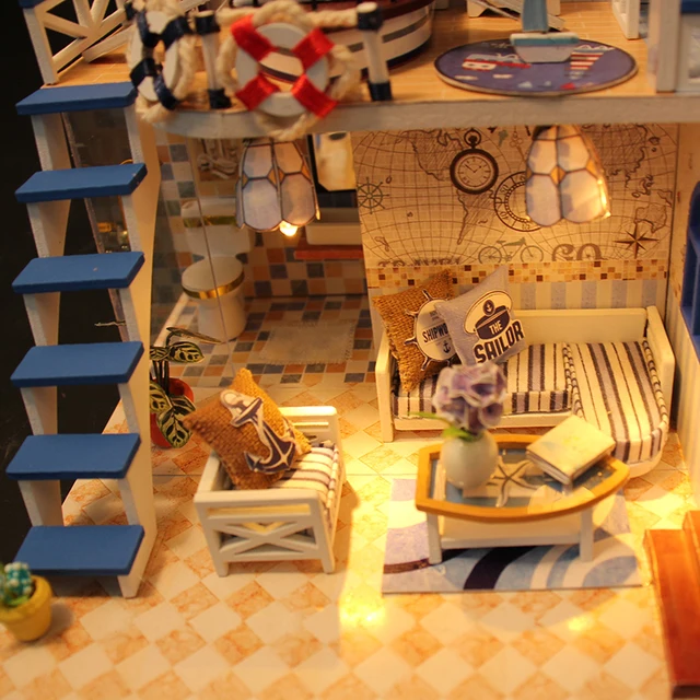 DIY Wooden House Miniaturas with Furniture DIY Miniature House Dollhouse Toys for Children Christmas and Birthday Gift M32 5