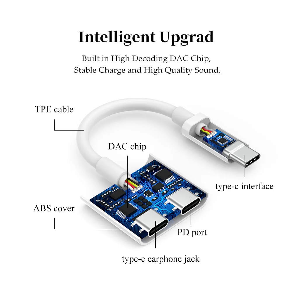 ACCGUYS двойной тип C Jack Aux аудио кабель адаптер USB PD Быстрая зарядка конвертер для iPad