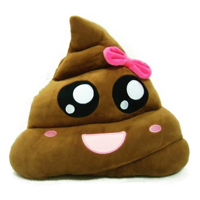 Funny Bowknot Poop Emoji Pillow Cute Emotion Cushions Stuffed Plush Toy