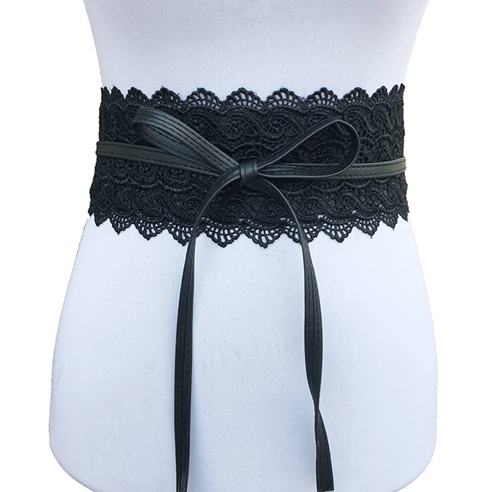Женский износостойкий прочный корсетный пояс, Холщовый прочный галстук для свадебного платья, кружевной удобный широкий пояс, поясной ремень - Цвет: black