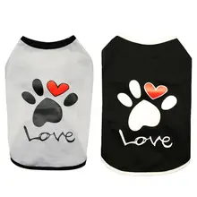 Жилет для животных кошки собаки Одежда Сердце с отпечатками лап рисунок в виде сердца из хлопка футболка летний наряд для щенка, одежда, пальто