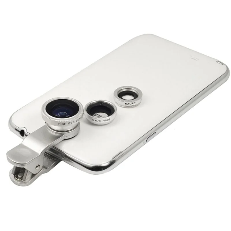 Универсальный зажим на 180 градусов 3 в 1 Рыбий глаз+ широкоугольный+ макро объектив камеры для iPhone/samsung Аксессуары для мобильных телефонов