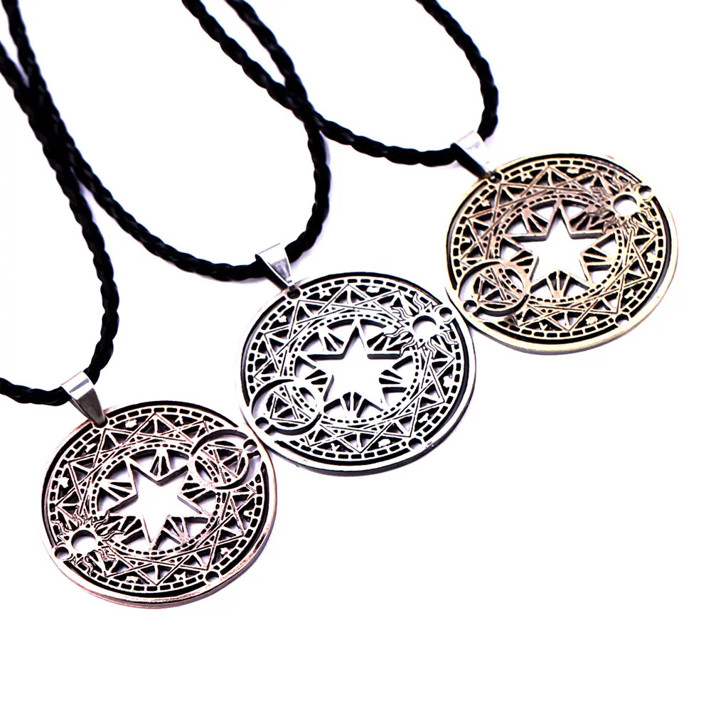 

Anime Cartoon Cardcaptor Sakura Card Captor Necklace Alloy Round Star Magic Circle Design Pendant Men Women Jewelry Fans Gift