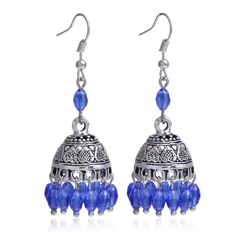 Винтажные этнические индийские серьги Jhumka Jhumki, резные серьги в виде лотоса ручной работы, традиционные колокольчики, висячие серьги, ювелирные изделия для женщин, индийские ювелирные изделия