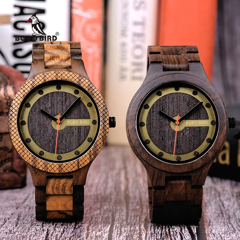 

BOBO BIRD New Arrivals Wooden Watches Men Quartz Wrist watch Gift for Male Friend in wood box saat erkek clock Customize logo