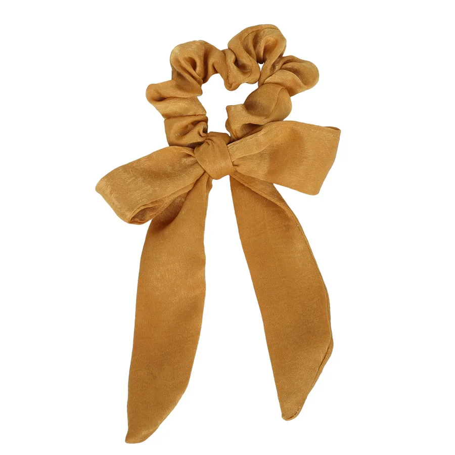 Haimeikang, лента для волос в стиле ретро с однотонным принтом для девочек, атласная резинка для волос с бантиком, эластичная резинка для волос, галстук-бабочка, резинка для волос с конским хвостом