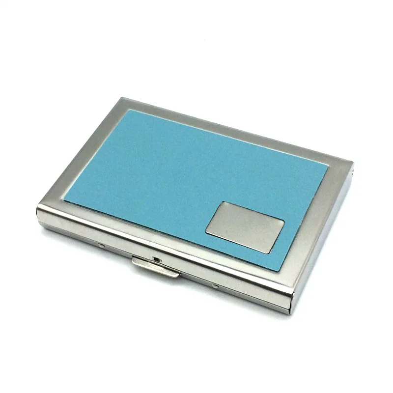 Качественный держатель для кредитных карт из нержавеющей стали, мужской тонкий Анти-защитный держатель для ID карт, Женский Rfid кошелек, металлический чехол - Цвет: Blue PU