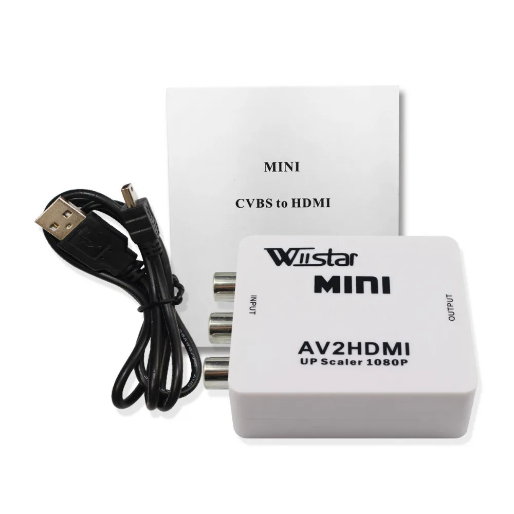 Wiistar мини 1080 P AV RCA к преобразователь видеосигнала HDMI коробка AV2HDMI RCA AV HDMI cvbs к HDMI адаптер для HD ТВ PS3 ПК DVD Xbox