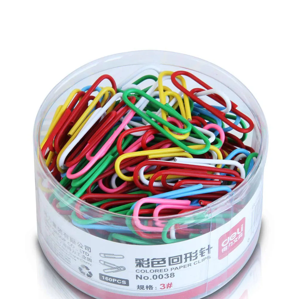 160 pcs/set Rainbow colored paper clip Silver metal clips memo clip