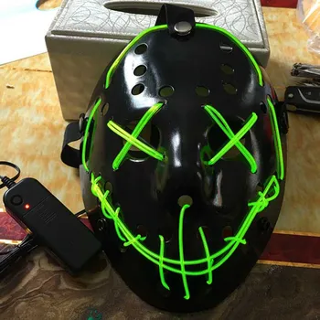 

EL Wire Glowing Mask Ghost Slit Mouth Light Up Halloween Cosplay Skull Mask for Party By 3V Steady On Driver