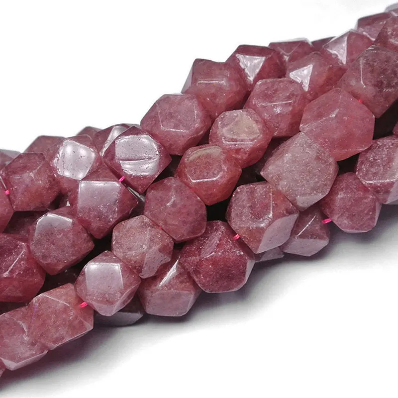 

15mm Natural Approximate Cube Pink Cherry Quartzs Beads For Jewelry Making Beads Bracelets For Women 15'' Needlework DIY Beads