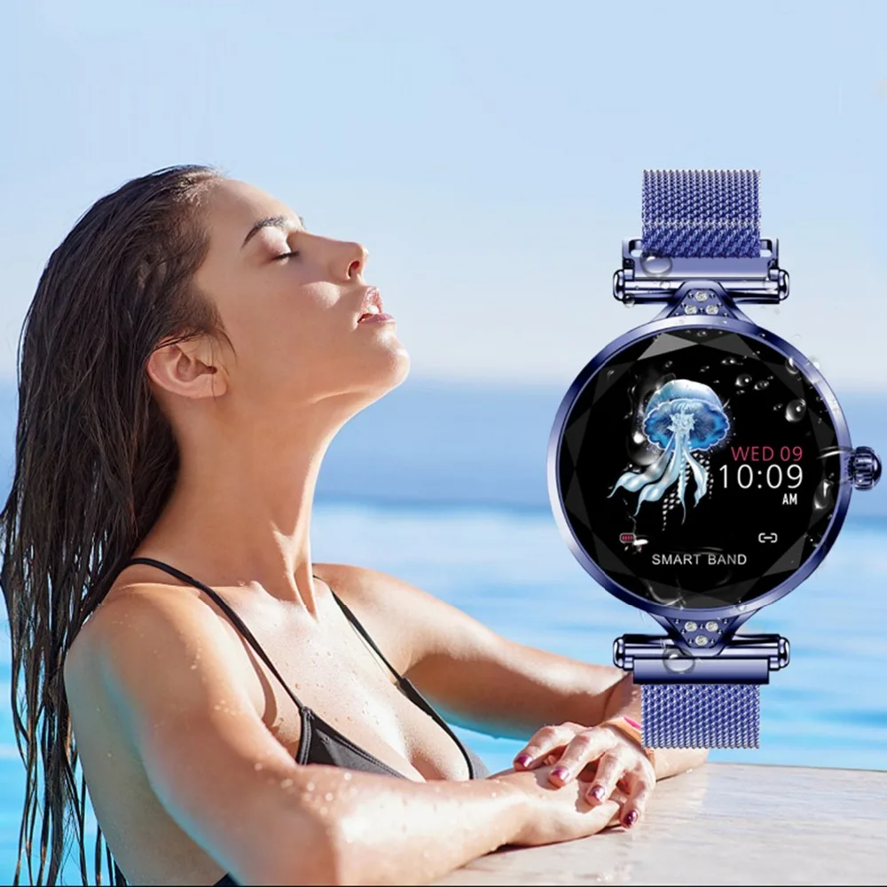 Элегантные Смарт-часы для женщин, пульсометр, кровяное давление, фитнес, шагомер, женские, физиологический цикл, водонепроницаемые Смарт-часы, браслет