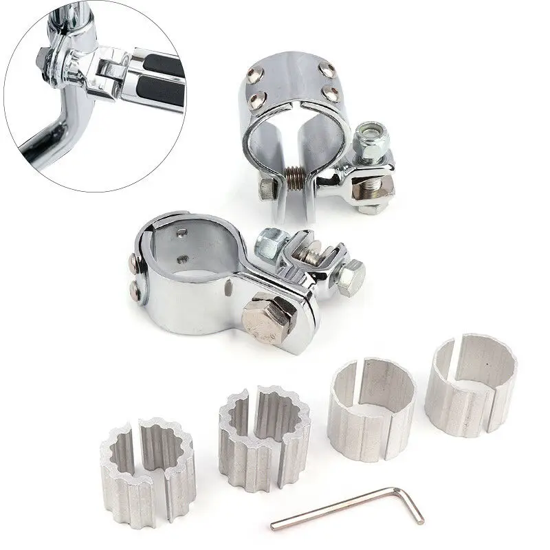 

1.25" and 1" Engine Guard Bar Foot Peg Clamps Mounts For Yamaha For Honda For Kawasaki For Norton For Triumph ATV UTV Chrome