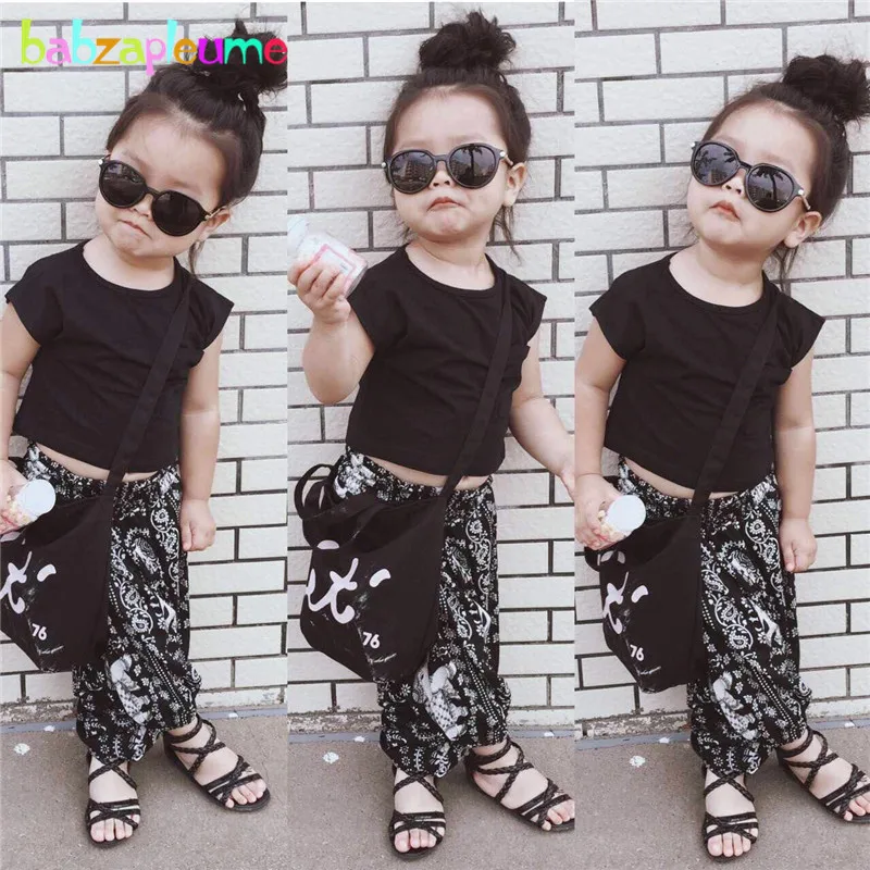 

babzapleume summer baby girls clothing sets for kids clothes korean fashion children suit t-shirt+pants two piece outfits BC1468