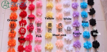 

Best sellling 10 Yard/lot Multicolor 3D 6 leaves chiffon flower lace fabric DIY wedding decoration accessories sew on lace trims